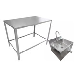 Bancada Mesa Central Tampo Inox Industrial Pia Para Assepsia