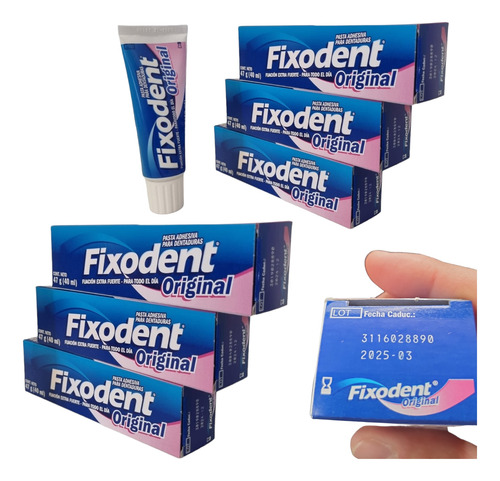 Adhesivo Dental Fixodent Original 40ml Caja Con 6 Piezas 