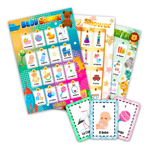 Lotería Baby Shower 100 Tablas Imprimible + Juegos Extras