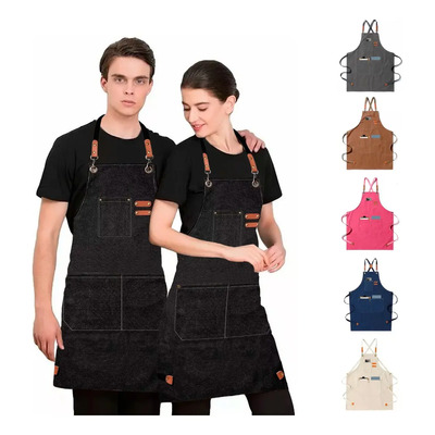 Mandil Delantal Multiusos Para Cocina Chef Barberia Unisex Barman Con 3 Bolsas Color Negro | MercadoLibre