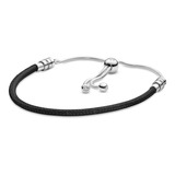 Pulsera Pandora Deslizante De Cuero 100% Plata Ley S925 Ale