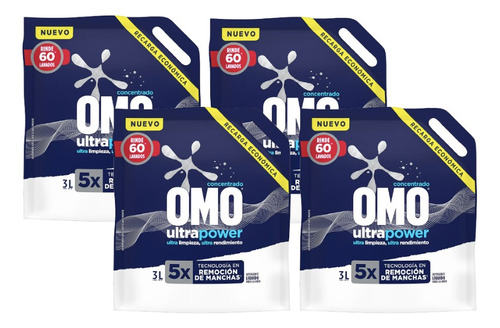 Omo Detergente Liquido Matic Doypack 4 X 3 L