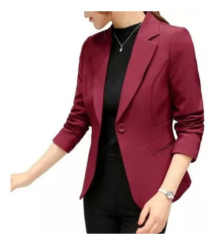 Blazer Mujer Moda Casual Color Sólido Manga Larga A