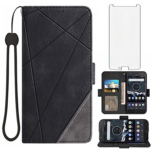 Funda Cartera Para Motorola Moto X4 Negro Piel Sintetica