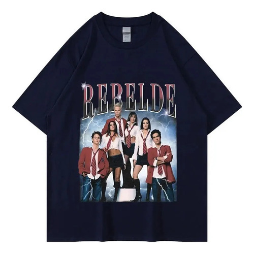 Camiseta Neutra De Algodón Estampada Con Patrón Rebelde