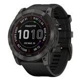 Reloj Smartwatch Fenix 7x Zafiro Solar Titanio Dlc Garmin Color De La Caja Negro Color De La Malla Negro Color Del Bisel Carbon Gray