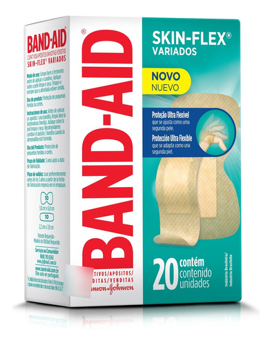 Band Aid Apósito Adhesivo Skin Flex Variados 20 Unidades