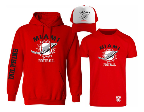 Kit Sudadera + Playera + Gorra Mod Nfl Miami Dolphins