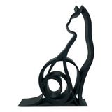 Gato Sentado Minimalista Escultura Decorativa De 1 Trazo