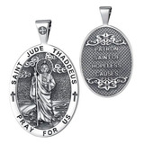 Colgante San Judas Tadeo En Plata Fina 950, Con Cadena