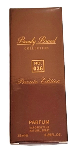 Perfume Beauty Brand Collection Nº 036 Para Feminino Importado Lacrado Paco Rabane Inspiração One Million Privé 25 Ml