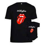 Remera + Body Bebe Regalo Papa Algodon Rolling Stones Lengua