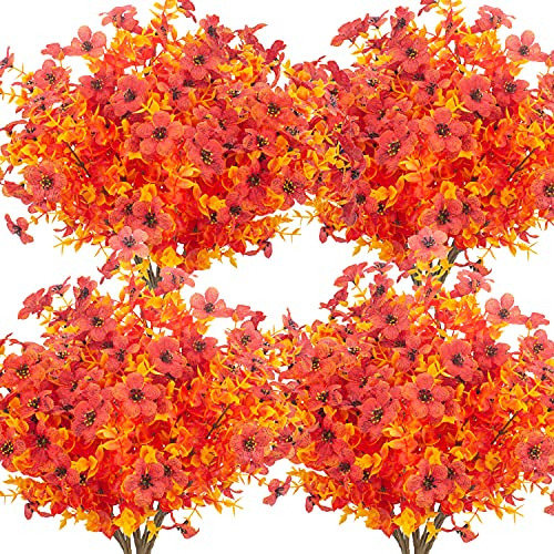 10 Paquetes De Flores Artificiales De Otoño Exteriores...