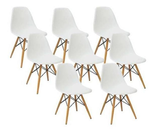 Cadeira De Jantar Henn Decorshop Charles Eames Dkr Eiffel, Estrutura De Cor  Branco, 8 Unidades