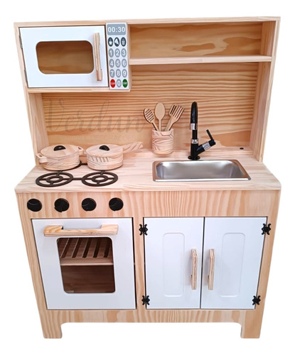 Mini Cozinha Infantil Brinquedo Em Pinus Com Portas Branca