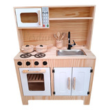 Mini Cozinha Infantil Brinquedo Em Pinus Com Portas Branca