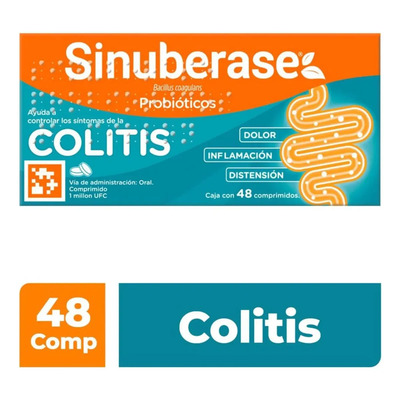 Sinuberase Probióticos Bacillus Coagulans 1 millón UFC 48 comprimidos. Alivia los Síntomas de la Colitis Desde la Raíz: Dolor, Inflamación, Distensión. Restaura el Equilibrio de la Flora Intestinal | Envío gratis