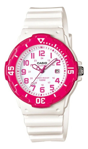 Reloj Casio Quartz Lrw200 Niña Rosa *watchsalas* Full Color De La Correa Blanco Color Del Fondo Blanco Lrw-200h-4b