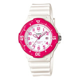 Reloj Casio Quartz Lrw200 Niña Rosa *watchsalas* Full Color De La Correa Blanco Color Del Fondo Blanco Lrw-200h-4b