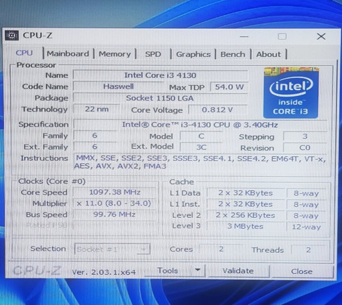 Processador Intel Core I3-4130  3.4ghz 2/2 Núcleos