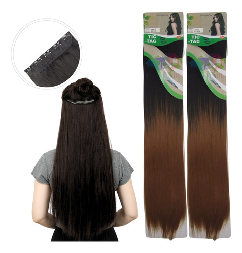 Kit 2 Cabelo Aplique Tic-tac Weng 70 Cm 150g Fibra Orgânica