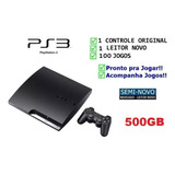 Sony Playstation 3 Slim Ps3 Play 3 500gb + 1 Controles + 500gb + Gta 5 + Fifa 19 + God Of War 3