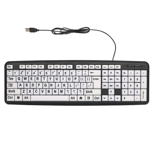 Preto Com Fio Usb Com Teclado Branco Grandeteclado