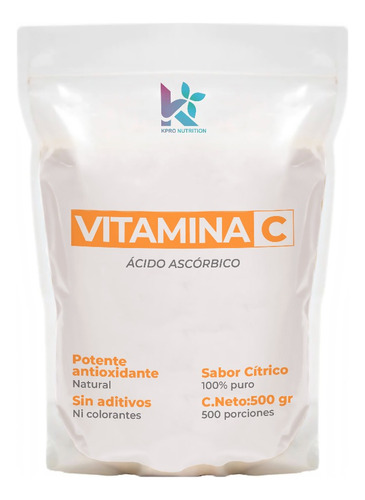 Vitamina C Polvo Puro 500 Grs / 500 Porciones Kpronutrition
