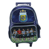 Mochila Escolar Cresko Argentina Messi 16p Carrito Rueditas