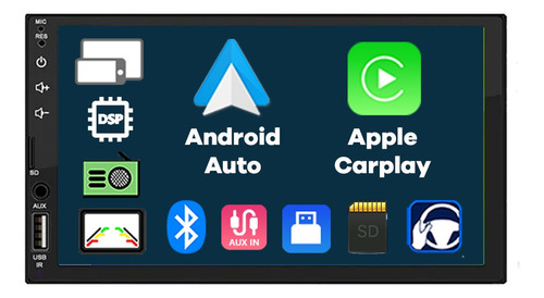 Estereo Doble Din Pantalla 7'' Bt Usb Mirrolink Carplay