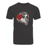 Polera Catrina, Calavera, Flores, Halloween,   Natural King 