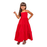 Vestido Longo Moda Infantil Lançamento Tendência Midi Menina