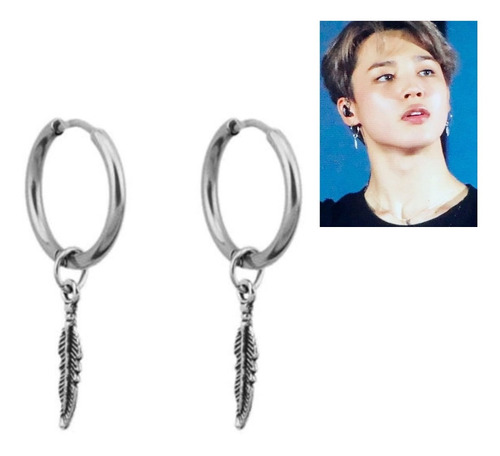 Aretes Pluma Acero Kpop Unisex Joyas