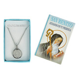 San Benito Medalla Cadena Con Caja Acero Quirurgico  Italy