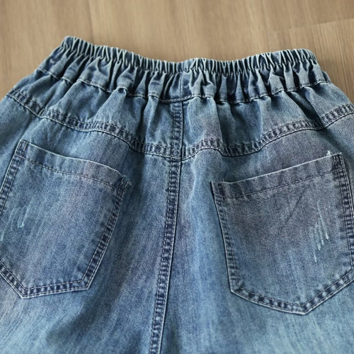 Pantalones Vaqueros Anchos Bordados De Mezclilla Para Mujer