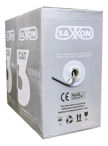 Cable Utp Saxxon Ocat3cca Cat3 Gris 2 Pares 305m Acc