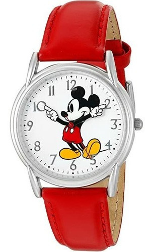 Disney Reloj Rojo Mickey Mouse De Cuarzo Para Mujer
