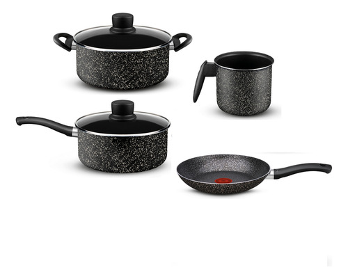 Set 6 Piezas Stone Effect Tefal L2z1g5b81 Color Negro