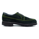 Zapato Golf Gamuza Verde Hidrofugo C/tapones