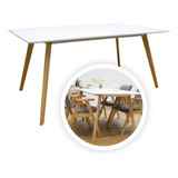 Mesa Eames Living Comedor 160x90 Cm Blanca Patas De Madera