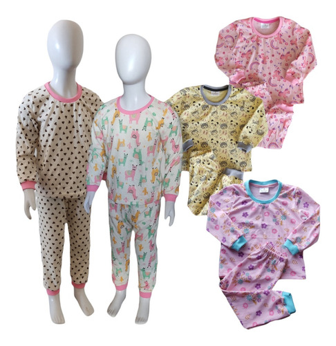 Kit Com 5 Conjuntos De Pijamas De Malha De Algodão