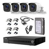 Kit Seguridad Hikvision Dvr 4ch + 4 Camara 2mp Exter + Disco