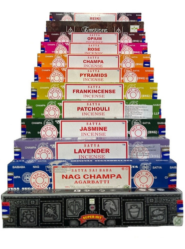 Sahumerios Satya Nag Champa - 12 Unidades Fragancia Black Crystal