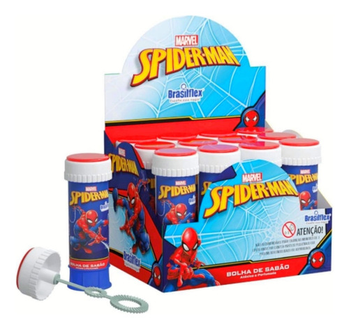 Bolinhas Sabão Homem Aranha Spider Man Marvel Jogo Tampa 12u Cor Colorido