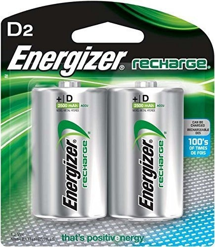 Energizer Rechargeable D Batteries Nimh 2500 Mah 2 Count