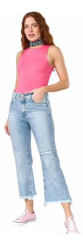 Jeans Croop Calce Perfecto Deflecado Diseño Go. By Loreley