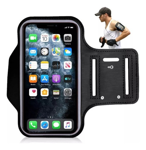 Brazalete Deportivo Para Celular 5.5  Negro Para Correr 