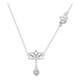 Collar Cadena Para Mujer Dije Flor De Loto En Plata 925