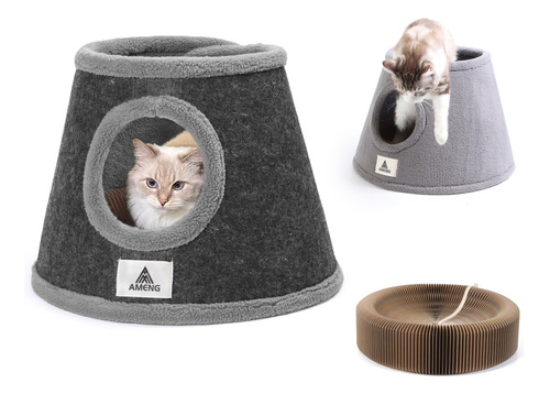 Ameng Casa Rascador Plegable Para Gatos, Acogedora Cueva Cub