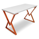 Mesa P/ Escritório Jantar Gamer Daloa 1,00x0,60 Em Aço Cor Cobre/branco